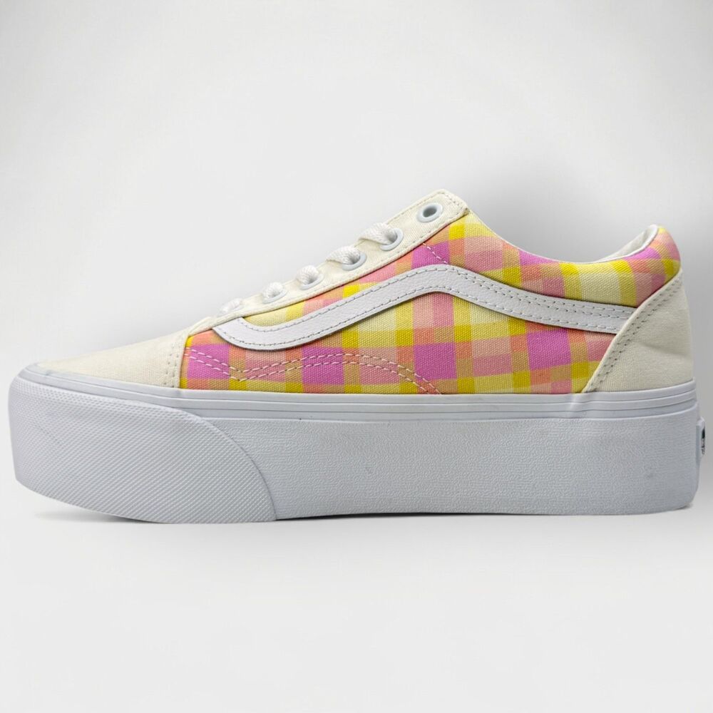 Vans Old Skool Stackform Pastel Plaid Platform Shoes Womens 7.5 - Picture 3 of 12